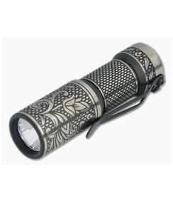 CWF Arcadian Hitex Paisley Engraved Satin TRD Titanium Flashlight (4500K)