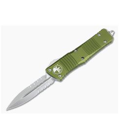Microtech Combat Troodon OD Green Stonewashed Part Serrated M390 Double Edge Automatic 142-11OD