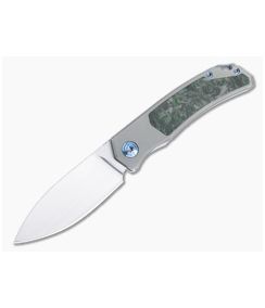 Burger Custom Urban Front Flipper Titanium Green Fat Carbon Inlay Satin M390 Spear Point 4966