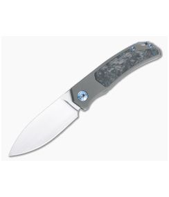 Burger Custom Urban Front Flipper Darkened Titanium Blue Fat Carbon Inlay Satin M390 Spear Point 4968