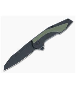 CIVIVI Hypersonic Flipper Black Steel Frame Lock with Green G10 Inlay Black Stonewash Blade C22011-1