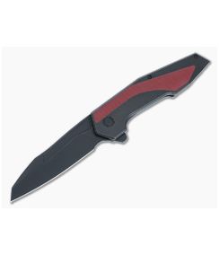 CIVIVI Hypersonic Flipper Black Steel Frame Lock with Burgundy G10 Inlay Black Stonewash Blade C22011-3
