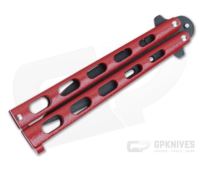Bear and Son Cutlery Butterfly Knife Red Coated Handle With Black