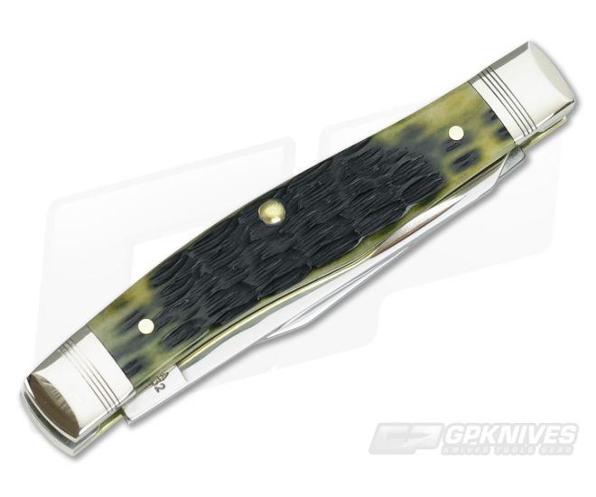 Case Mini Moose Crandall Olive Green Jigged Bone 22542 Knife For Sale