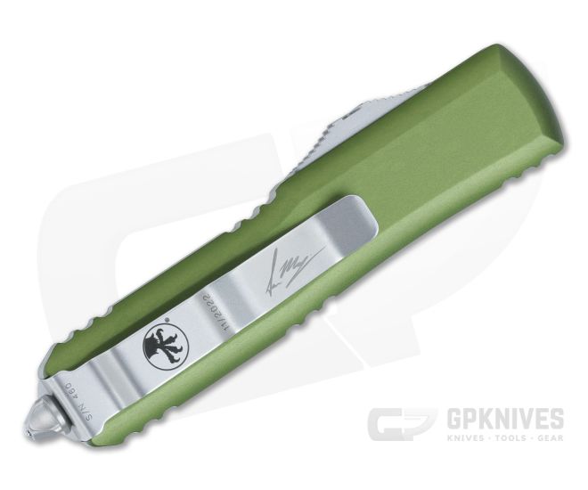Microtech Hellhound Tanto UTX-85 in OD Green Signature Stonewash