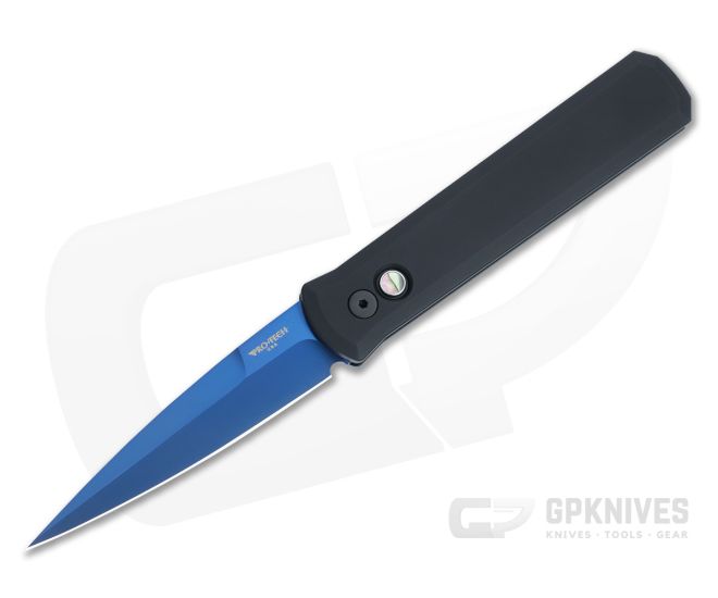 Protech Godfather Sapphire Blue 154CM Black Automatic Folding