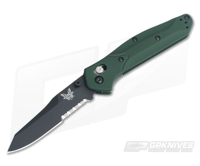 Benchmade 940SBK Osborne Green Aluminum Black Serrated S30V AXIS