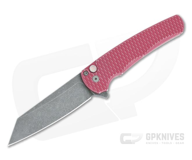 Protech Malibu - BattleWorn Red Dragon Scale Handle - Acid Wash Blade