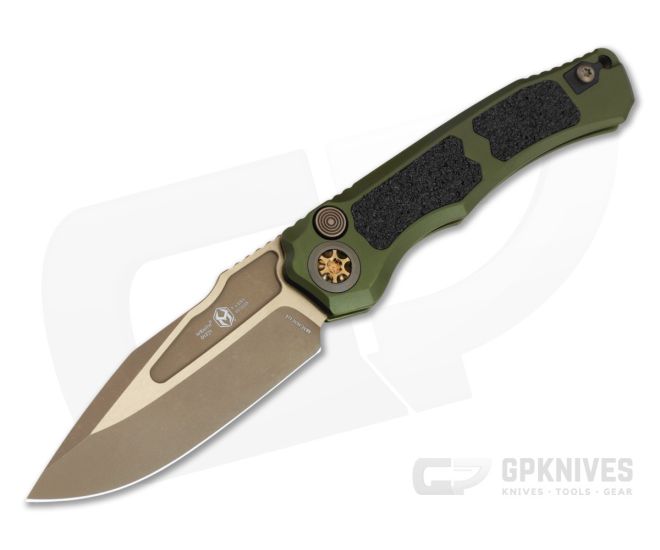 Heretic Wraith V4 Auto - Clip Point Bronze - OD Green Handle