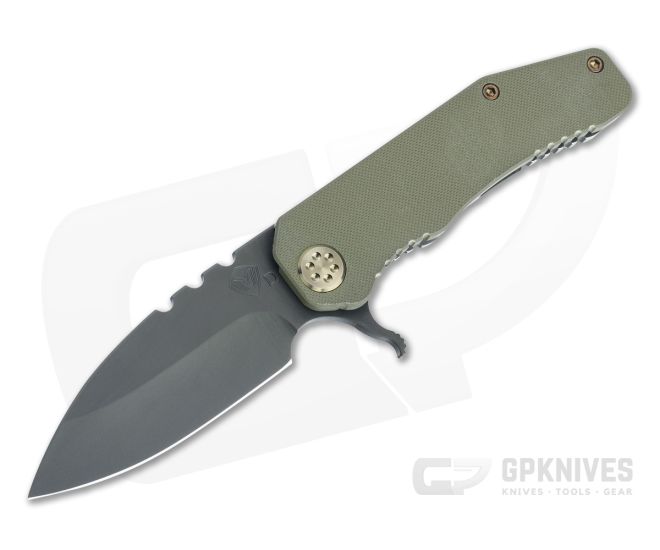 Medford 187 F Drop Point Black PVD D2 Green G10 Titanium Frame
