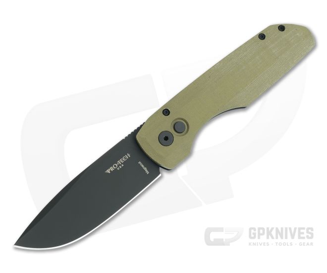 Protech Vero Synapse - Green Micarta - Black DLC Magnacut