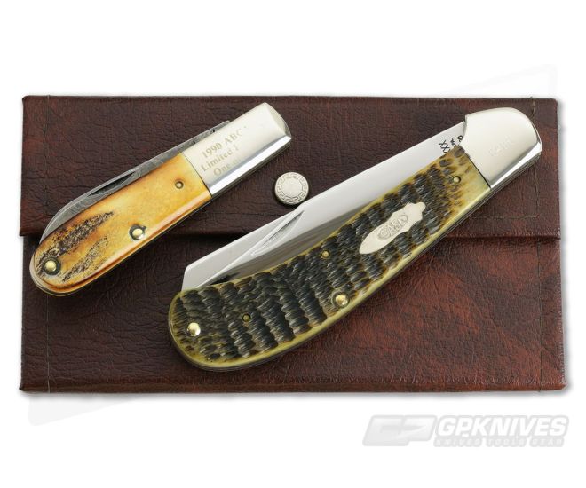 Case 1990 ABCA XXX Green Bone Saddlehorn & Parker Stag Damascus