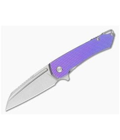 MachineWise Mojave #1390 Light Purple Grenade Anodized Titanium Lightwash S90V Wharncliffe Frame Lock Flipper (3.45") - MCW-008 1