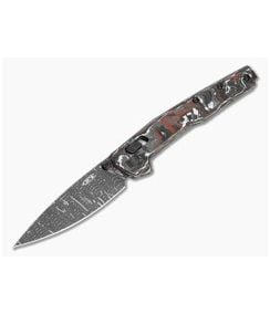 Zero Tolerance 0117VFDAM Red/White Carbon Fiber Vegas Forge Damascus Crossbar Lock Knife (3.30" Blade) - ZT-0117VFDAM 1