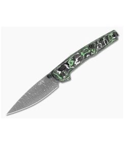 Zero Tolerance 0117VFGW Green/White Carbon Fiber Vegas Forge Damascus Crossbar Lock Knife (3.30" Blade) - ZT-0117VFGW 1