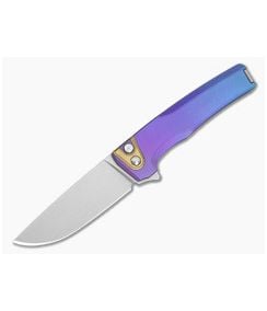MachineWise Sonora #2191 Purple to Blue Fade Anodized Diamond Textured Titanium Brass Bolster S90V Lightwash Button Lock Flipper (3.35" Blade) - MCW-012 1