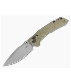 Zero Tolerance 0203GRM390 Olive Drab Green Canvas Micarta M390 Working Finish Limited Edition Crossbar Lock Knife (4.00" Blade) - ZT-0203GRM390 1