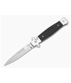 Boker Plus Stiletto 3.5 Ebony Wood 14C28N Satin Automatic Knife (3.50" Blade) 06EX750 - BO-06EX750 1