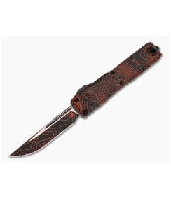 Microtech Signature Series Ultratech Gen IV S/E Single Edge Topographic Black/Orange Camo Aluminum M390MK OTF Automatic Knife (3.55" Blade) 11214-1TPBKORCS - MT-11214-1TPBKORCS 1