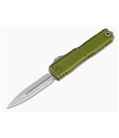 Microtech UTX-70 Gen IV D/E Double Edge OD Green Aluminum M390MK Stonewash OTF Automatic Knife (2.50" Blade) 11474-10OD - MT-11474-10OD 1
