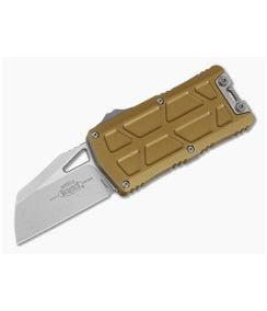 Microtech Exocet II Wharncliffe Tan Aluminum M390MK Stonewash OTF Automatic Knife (2.20" Blade) 1156-10TA - MT-1156-10TA 1