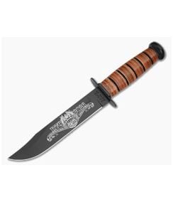 Ka-Bar 250th USA Commemorative Eagle 1776-2026 Engraved Brown Stacked Leather 1095 Cro-Van Fixed Blade Fighting/Utility Knife (7.00" Blade) 1320USA - KA-1320USA 1