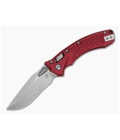 Microtech Mini Amphibian RAM-LOK Merlot Red Frag Aluminum M390MK Stonewash Manual Folding Knife (3.25" Blade) 137MRL-10FRMR - MT-137MRL-10FRMR 1