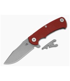 Hinderer Project X Clip Point Red G10 Battle Blue Titanium and Working Finish S45VN Folding Knife (3.66") - HK-1950 1