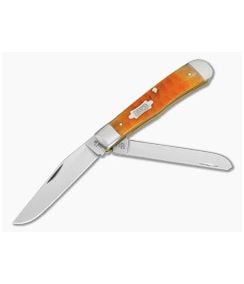 Case Trapper Persimmon Orange Bone Gator Jig Carbon Steel Pocket Knife (4.15" Closed) 38070 - CA-38070 1