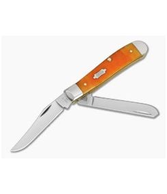 Case Mini Trapper Persimmon Orange Bone Gator Jig Carbon Steel Pocket Knife (3.50" Closed) 38071 - CA-38071 1