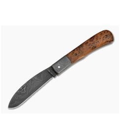 Chuck Hawes Custom Trapper Amboyna Wood Damascus - CU-5292 1