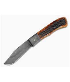 Chuck Hawes Custom Remington Style Folder Amber Stag Jigged Bone W2 Hamon - CU-5294 1