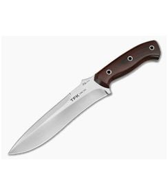 Mike Irie Custom TFK Maroon Linen Micarta CPM-154 Hand Rubbed Fixed Blade Knife (7.25") - CU-5303 1