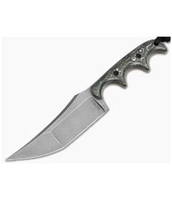 Alan Folts Custom Minimalist Katana Green/White FatCarbon Tumbled Elmax EDC Fixed Blade Knife (3.59") - CU-5311 1