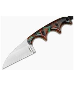 Alan Folts Custom Minimalist Wharncliffe Copper/Green Acrylic Hand Rubbed CPM-154 EDC Fixed Blade Knife (2.12") - CU-5329 1