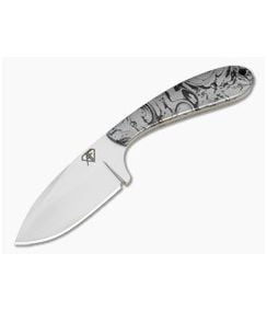 Aaron Frederick Black Silver Swirl Composite Drop Point Custom Fixed Knife (2.75") - CU-5341 1