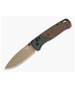 Benchmade 535FE-2602 Bugout Taiga Green Aluminum Brown Canvas Micarta S90V FDE Battlewash Folding Knife (3.24" Blade) - BM-535FE-2602 1