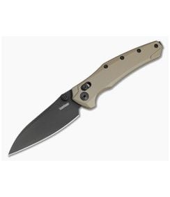 Kershaw Bareknuckle DuraLock Flat Dark Earth Aluminum MagnaCut Black PVD Folding Knife (3.50" Blade) 6777FDEBLK - KS-6777FDEBLK 1