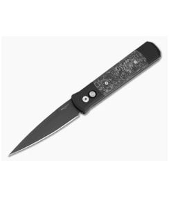 Protech Godfather Black Aluminum TechnoCarbo Black Carbon Fiber 154CM Black DLC Automatic Knife (4.00" Blade) 905-LTD TC Black - PT-905-LTD-TC-BLACK 1