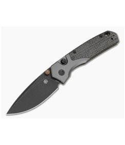 Vosteed Psyop 299 Black Micarta S35VN Black Stonewash Titanium Bolster Button Lock Folding Knife (2.99") - VSD-A2233 1