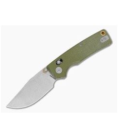 Vosteed Porcupine ModSwap Green Micarta Crossbar Lock 154CM Stonewash Folding Knife (3.08") - VSD-A3104 1