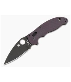 Spyderco Manix 2 Purple G10 Black DLC CPM Cru-Wear Folding Knife (3.37" Blade) Pre-Owned C101GPPRBK2 - SP-C101GPPRBK2 1