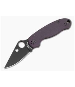 Spyderco Para 3 Purple G10 Black DLC CPM CruWear Folding Knife (2.93") Pre-Owned C223GPPRBK - SP-C223GPPRBK 1