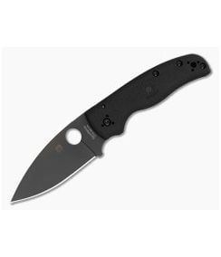 Spyderco Shaman Lightweight Black DLC CTS-BD1N Leaf-Shaped Drop Point Plain Edge Folding Knife (3.58") C229PBBK - SP-C229PBBK 1