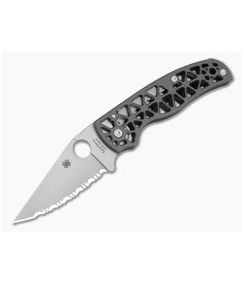 Spyderco Edgerati Gray Aluminum S30V Satin Serrated Folding Knife (3.57" Blade) C266ALS - SP-C266ALS 1