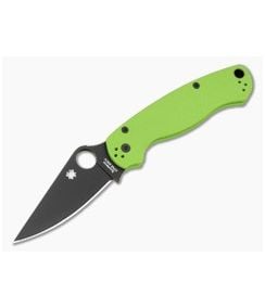 Spyderco Para Military 2 Neon Green G10 Black CPM-20CV Folding Knife (3.45") Pre-Owned C81GPNGRBK2 - SP-C81GPNGRBK2 1