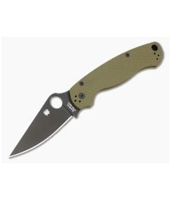 Spyderco Para Military 2 OD Green G10 Black CPM-S90V Folding Knife (3.45") Pre-Owned C81GPODBK2 - SP-C81GPODBK2 1
