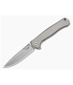 LionSteel Emmet Grey Titanium Magnacut Stonewashed Drop Point Folding Knife (2.83") EM01 FL - LS-EM01-FL 1