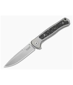 LionSteel Emmet Grey Titanium Carbon Fiber Magnacut Stonewashed Drop Point Folding Knife (2.83") EM01 GY - LS-EM01-GY 1