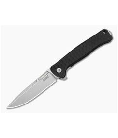 LionSteel Emmet Black Aluminum Magnacut Stonewashed Drop Point Folding Knife (2.83") EM01A BS - LS-EM01A-BS 1